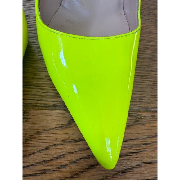 Manolo Blahnik BB Stiletto Heels Pointy Toe Pumps Size 36.5 NEON YELLOW - Picture 3 of 12